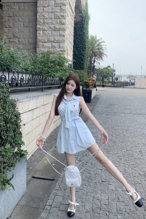 College Style Lapel Shawl Dress - New Arrival Internet Celebrity Fashion, Trendy 90s Inspired Look