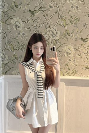 College Style Lapel Shawl Dress - New Arrival Internet Celebrity Fashion, Trendy 90s Inspired Look