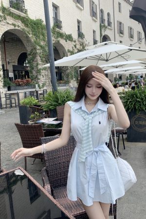 College Style Lapel Shawl Dress - New Arrival Internet Celebrity Fashion, Trendy 90s Inspired Look