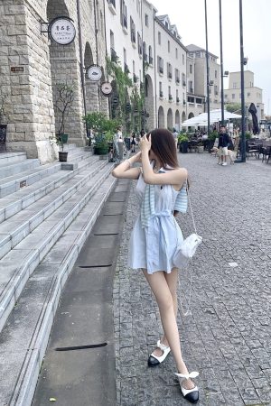 College Style Lapel Shawl Dress - New Arrival Internet Celebrity Fashion, Trendy 90s Inspired Look