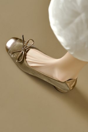 Color-Block Bow Mid-Heel Chunky Open-Toe Flats for Women - Genuine Leather Summer Soft Sole Egg Roll Shoes