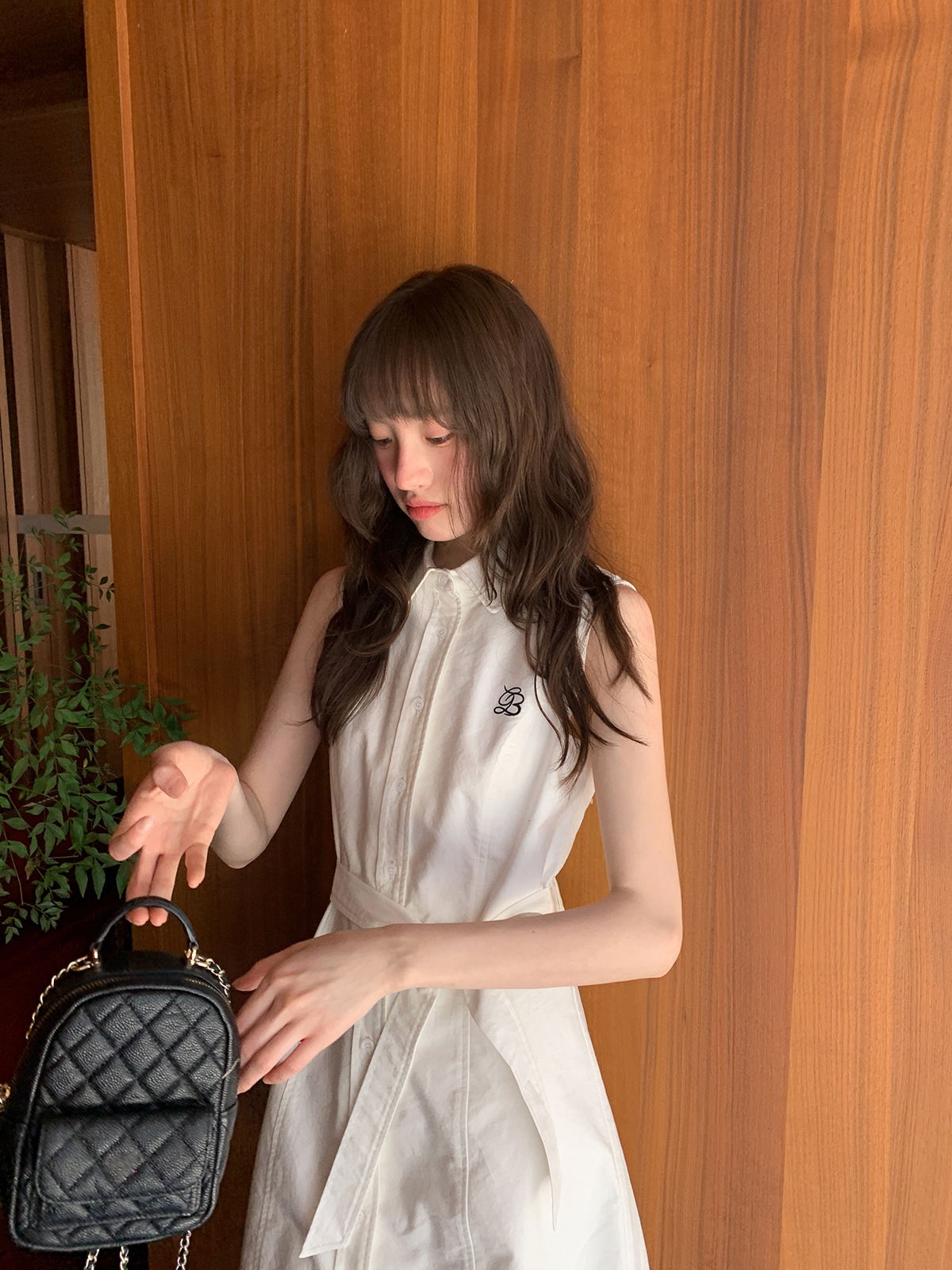 Color-Block Embroidered Sleeveless Shirt Dress for Women - Summer A-Line Waist-Cinching Style, Trendy French Design Color-Block Embroidered Sleeveless Shirt Dress for Women - Summer A-Line Waist-Cinching Style, Trendy French Design