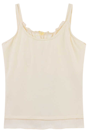 Color-Block Fake Two-Piece Vest for Women with Chest Pads, Summer Ruffled Edge Slim-Fit Camisole Top, Sweet Casual Style