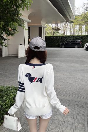 Color-Block Knitted Cardigan - Versatile College Jacket in 90s Style for Trendy Casual Wear