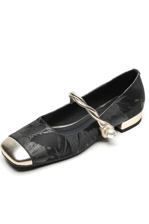 Color-Block Low-Heel Mary Jane Shoes for Women, Spring/Summer 2025 Square-Toe Chunky Heel in Large Sizes, Trendy Fashion Footwear