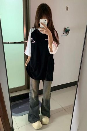 Color-Block Short Sleeve T-Shirt for Girls - Three-Stripe Raglan Design, Summer Fashion for Middle and High School Students