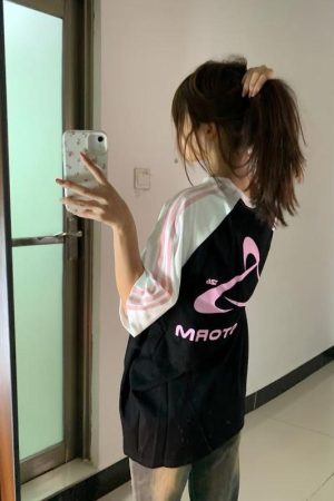 Color-Block Short Sleeve T-Shirt for Girls - Three-Stripe Raglan Design, Summer Fashion for Middle and High School Students