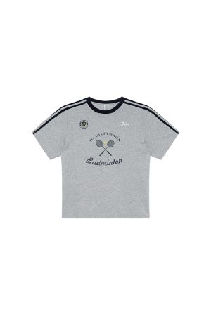 Color-Block Woven Strap Sports T-Shirt for Women - American Style Summer Top, Loose Fit, Slimming Design, Trendy Casual Wear