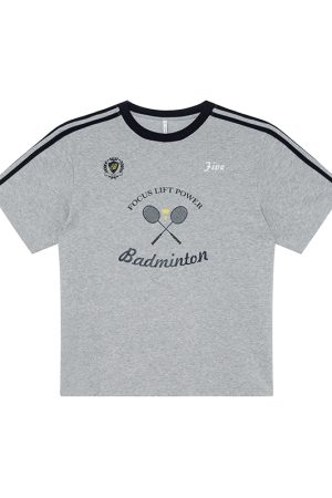 Color-Block Woven Strap Sports T-Shirt for Women - American Style Summer Top, Loose Fit, Slimming Design, Trendy Casual Wear