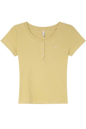 Color-Blocked Embroidered Short-Sleeve Women's T-Shirt - American Retro Style, Slim Fit, Flattering Summer Top