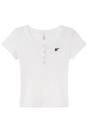 Color-Blocked Embroidered Short-Sleeve Women's T-Shirt - American Retro Style, Slim Fit, Flattering Summer Top