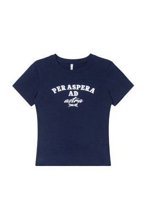 Color-Blocked Letter Printed Slim Fit Short Sleeve T-Shirt for Women - Casual Summer 2025 Round Neck Top, Trendy Everyday Wear