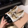 Color-Blocked Mary Jane Shoes - French Temperament, Elegant Evening Flats, Stylish Bridesmaid Footwear, Chic 90s-Inspired Design