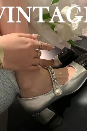 Color-Blocked Mary Jane Shoes - French Temperament, Elegant Evening Flats, Stylish Bridesmaid Footwear, Chic 90s-Inspired Design