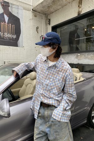 Color-Blocked Patchwork Plaid Long Sleeve Shirt Jacket for Men and Women - Retro Loose Casual Checkered Top for Spring, Summer, Autumn