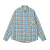 Color-Blocked Plaid Long Sleeve Shirt Jacket for Men and Women - Retro Loose-Fit, Versatile Spring Autumn Top with Pockets