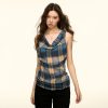 Color-Blocked Plaid Ruffled Neckline Vest for Women - Summer Sleeveless Top, Trendy American Style, Hot Girl Fashion