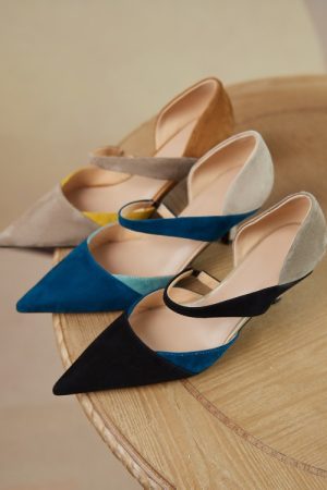 Color-Blocking Closed-Toe High-Heeled Sandals for Women - Matte Hollow Design - Summer Fashion Footwear