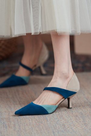 Color-Blocking Closed-Toe High-Heeled Sandals for Women - Matte Hollow Design - Summer Fashion Footwear