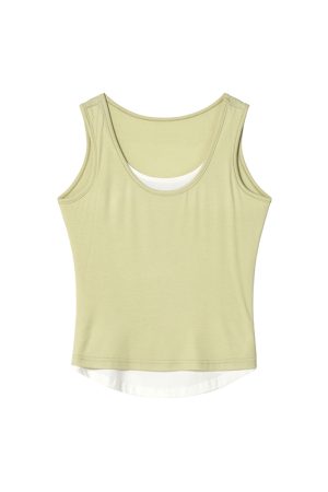 Color-Blocking Faux Two-Piece Vest for Women - Summer Slim Fit Sleeveless Outerwear, Casual Chic Style