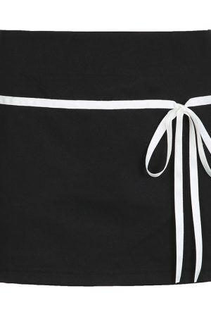 Color-Blocking Low-Waist Black Short Skirt for Women - Slim-Fit Minimalist Korean Style Pencil Skirt