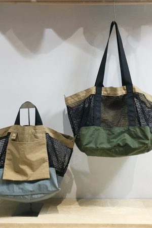 Color-Blocking Net Shoulder Bag - Summer Casual Large Capacity Reversible Shopping Bag for Trendy Niche Style