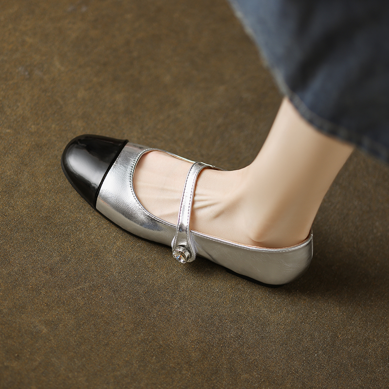 Color-Blocking One-Strap Mary Jane Shoes for Women - Versatile Flat Style for 2025, Trendy and Chic Footwear Color-Blocking One-Strap Mary Jane Shoes for Women - Versatile Flat Style for 2025, Trendy and Chic Footwear