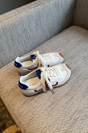 Color-Blocking Women's Training Shoes - Casual Flat Sports Shoes in Genuine Leather for Spring 2025 - Trendy Athletic Footwear