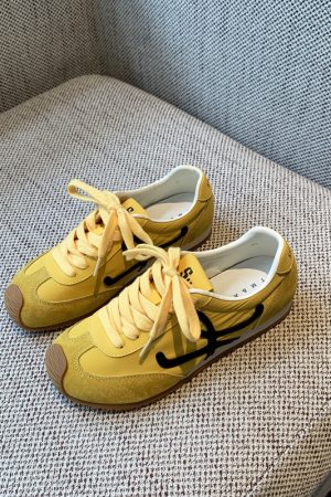 Color-Blocking Women's Training Shoes - Casual Flat Sports Shoes in Genuine Leather for Spring 2025 - Trendy Athletic Footwear