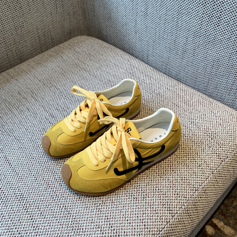 Color-Blocking Women's Training Shoes - Casual Flat Sports Shoes in Genuine Leather for Spring 2025 - Trendy Athletic Footwear Color-Blocking Women's Training Shoes - Casual Flat Sports Shoes in Genuine Leather for Spring 2025 - Trendy Athletic Footwear