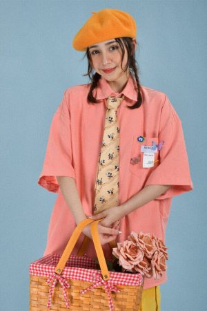 Colorful Candy Color Short Sleeve Shirt for Couples - Versatile Loose Fit Half Sleeve Top - Trendy Multi-Dopamine Style