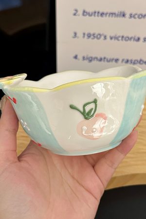 Colorful Ceramic Rice Bowl - High-Temperature Underglaze, Aesthetic Fruit Bowl, Elegant Tableware for Individual Use