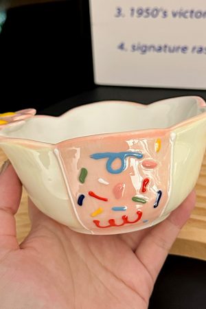 Colorful Ceramic Rice Bowl - High-Temperature Underglaze, Aesthetic Fruit Bowl, Elegant Tableware for Individual Use