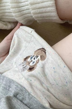 Colorful Cotton Embroidered Bear Shorts for Girls - Summer Loose-Fitting Five-Point Sports Pants for Junior High & High School Students