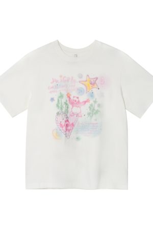 Colorful Panda Print Loose Fit T-Shirt for Women - Summer Short and Long Sleeve Top, Petite Style, Cute Casual Wear