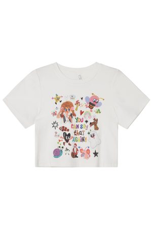 Colorful Printed Loose Short Sleeve T-shirt for Women - Fun Spring 2025 Slim Top, Casual 90s Style