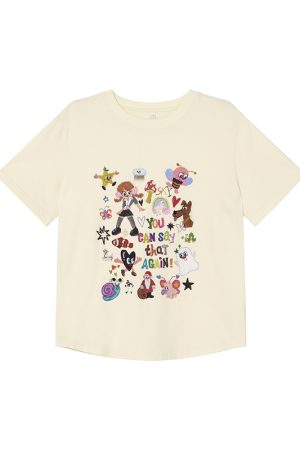 Colorful Printed Loose Short Sleeve T-shirt for Women - Fun Spring 2025 Slim Top, Casual 90s Style