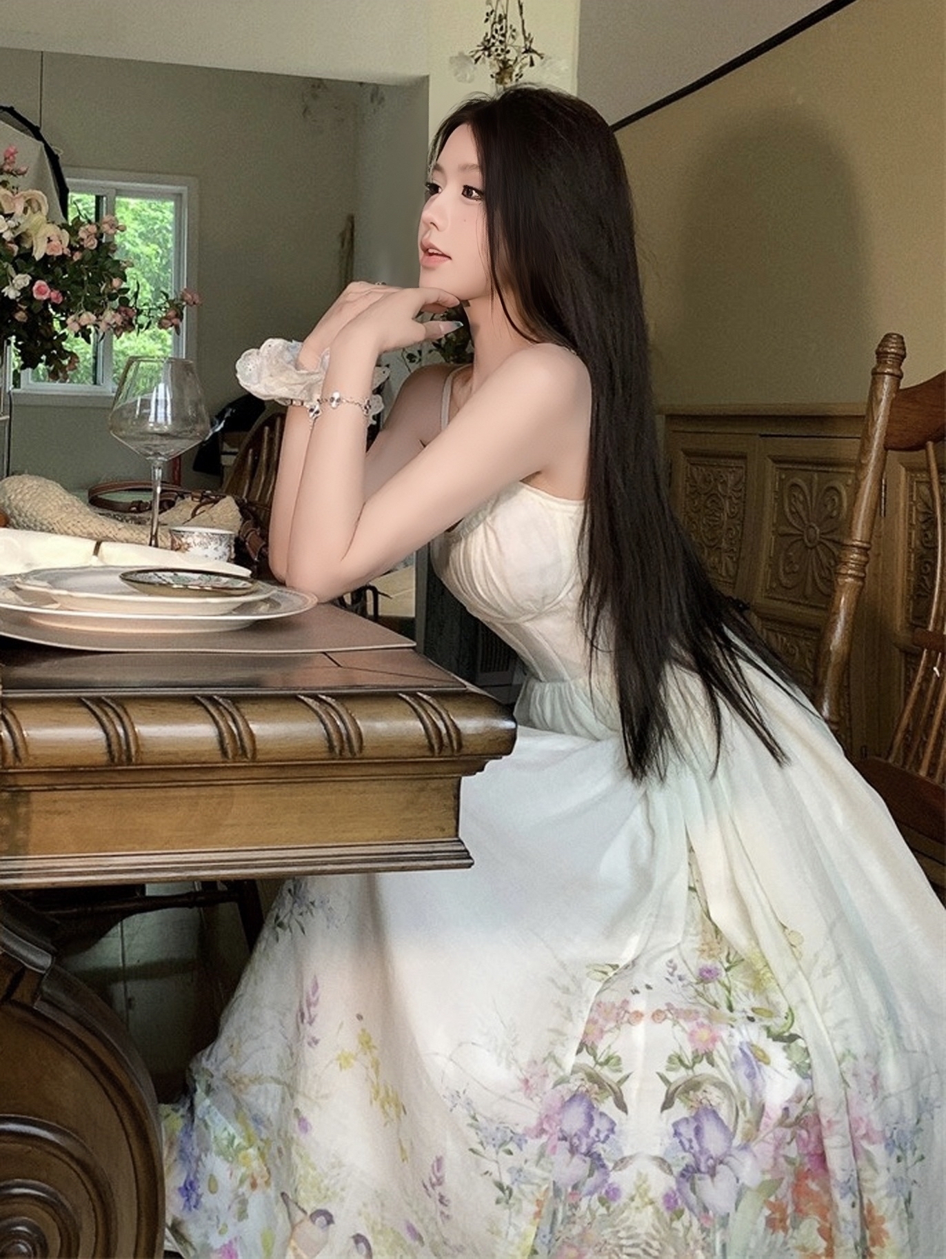 Colorful Rainbow Handmade Tailored Heavy Print Strap Dress with Waist-Cinching Slimming Long Skirt - Boho Style, Summer Fashion Colorful Rainbow Handmade Tailored Heavy Print Strap Dress with Waist-Cinching Slimming Long Skirt - Boho Style, Summer Fashion