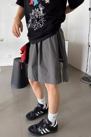 Colorful Striped Casual Zippered Shorts for Men and Women - American Style Summer Quick-Dry Breathable Nylon Five-Point Pants