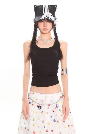 Colorful Summer Tank Top for Women - Slim Fit High-Quality Dopamine Movement Design, Trendy Casual Wear, Y2K Style