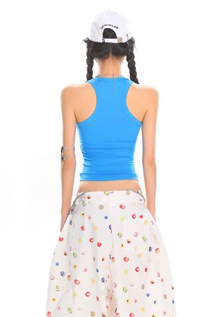 Colorful Summer Tank Top for Women - Slim Fit High-Quality Dopamine Movement Design, Trendy Casual Wear, Y2K Style