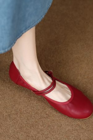 Comfortable French Soft Leather Flat Mary Jane Shoes - Love at First Wear, Soft Sole, Shallow Mouth, Perfect for Casual and Y2K Styles