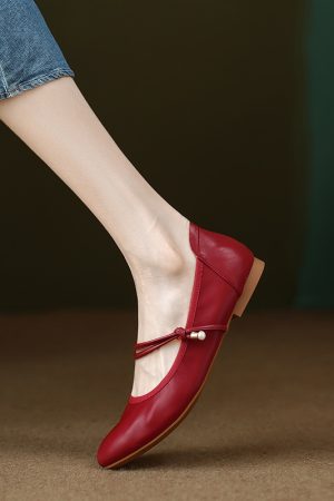 Comfortable French Soft Leather Flat Mary Jane Shoes - Love at First Wear, Soft Sole, Shallow Mouth, Perfect for Casual and Y2K Styles