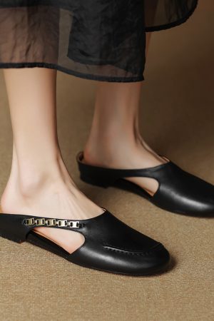 Comfortable Open-Toe Leather Sandals for Women - Breathable Flat Slippers, Italian Style Fashion