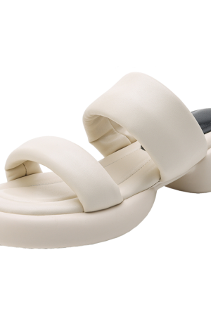 Comfortable Women's Summer Sandals with French Mid-Heel, Thick Soft Sole, Italian Corso Venezia Style for Outdoor Wear