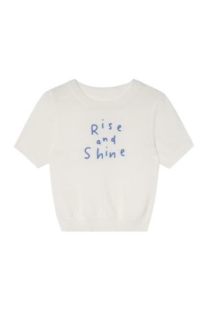 Contrast Color Letter Embroidery Short-Sleeve Knitted Top for Women - Spring/Summer 2023, Slightly Loose Fit T-Shirt