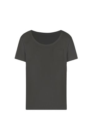 Cool Feel Loose Short Sleeve T-Shirt with Big Round Neck and Low-Cut Design - Perfect for Casual 90s Style