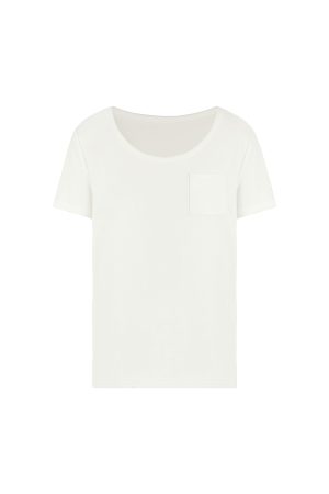 Cool Feel Loose Short Sleeve T-Shirt with Big Round Neck and Low-Cut Design - Perfect for Casual 90s Style