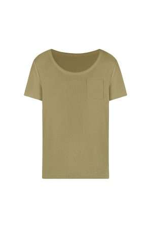 Cool Feel Loose Short Sleeve T-Shirt with Big Round Neck and Low-Cut Design - Perfect for Casual 90s Style