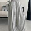 Cool Feel Wide-Leg Pants in Water-Washed Faux Tencel - Soft, Heavy-Duty Casual Long Pants with Lazy Tone Design
